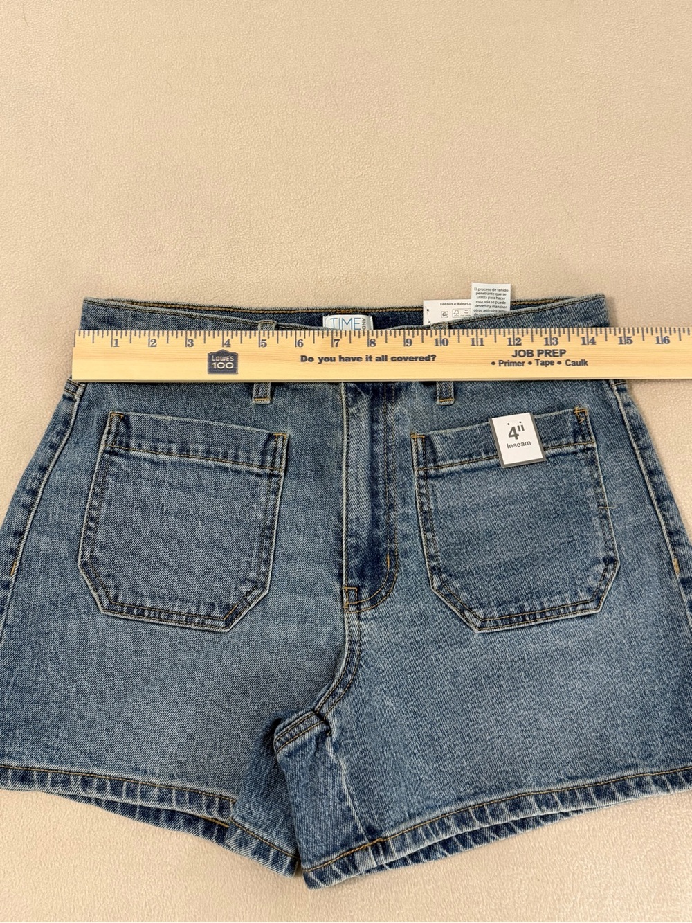 Time and Tru Women's High Rise Patch Pocket Denim Shorts, 4" Inseam Sz 6 NWT - Picture 10 of 11